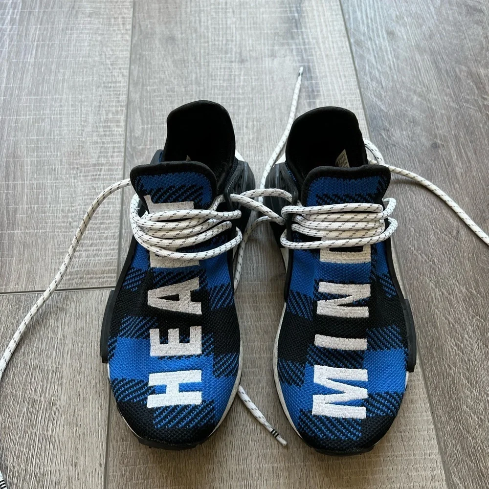 adidas NMD Hu Pharrell x BBC Blue Plaid Size 4